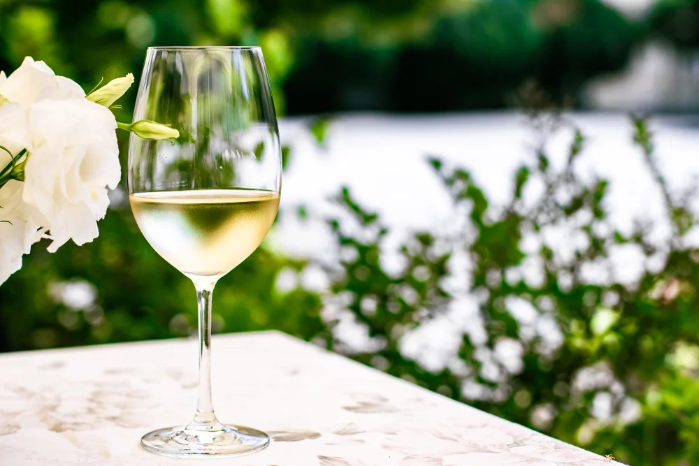 white wine luxury restaurant summer garden terrace wine tasting experience winery vi